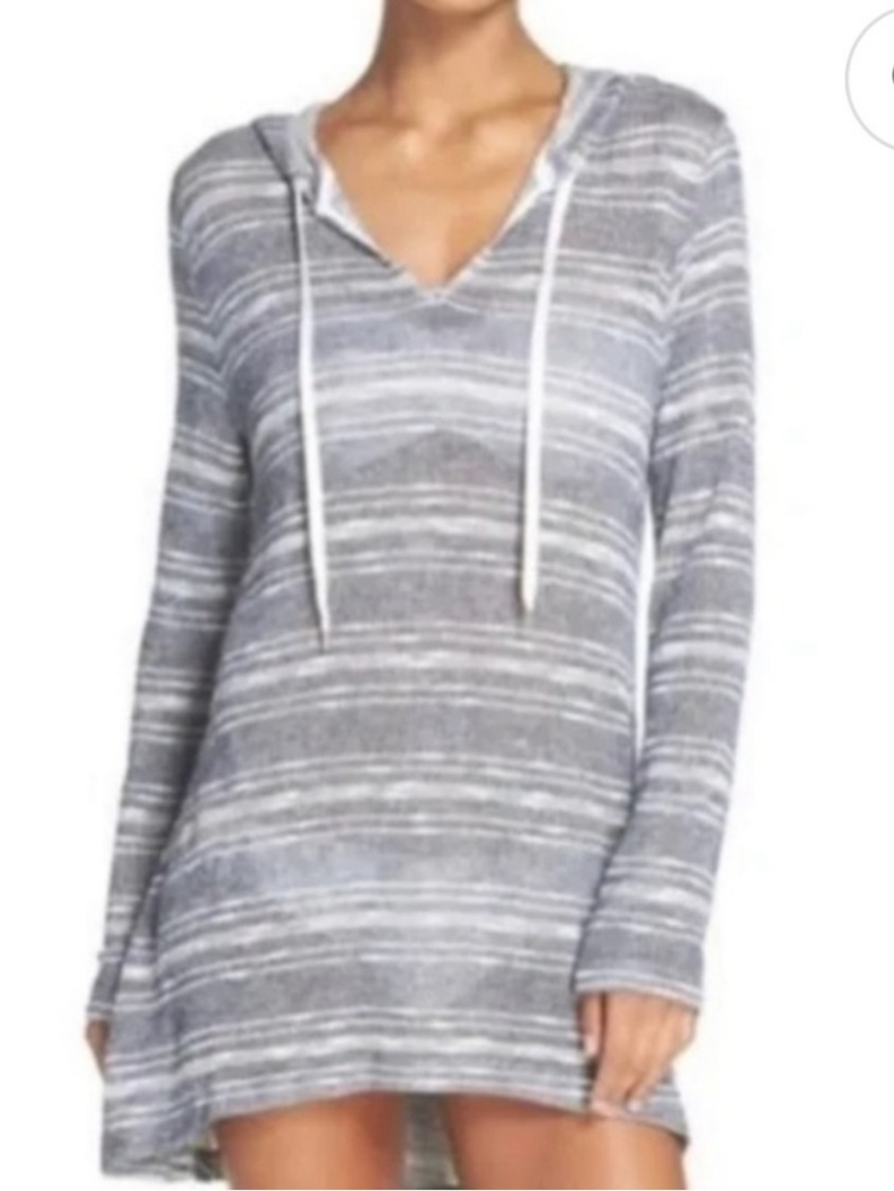 LA BLANCA Beach Knit Coverup Lightweight Hoodie Dress Pool Long Sleeve Size M